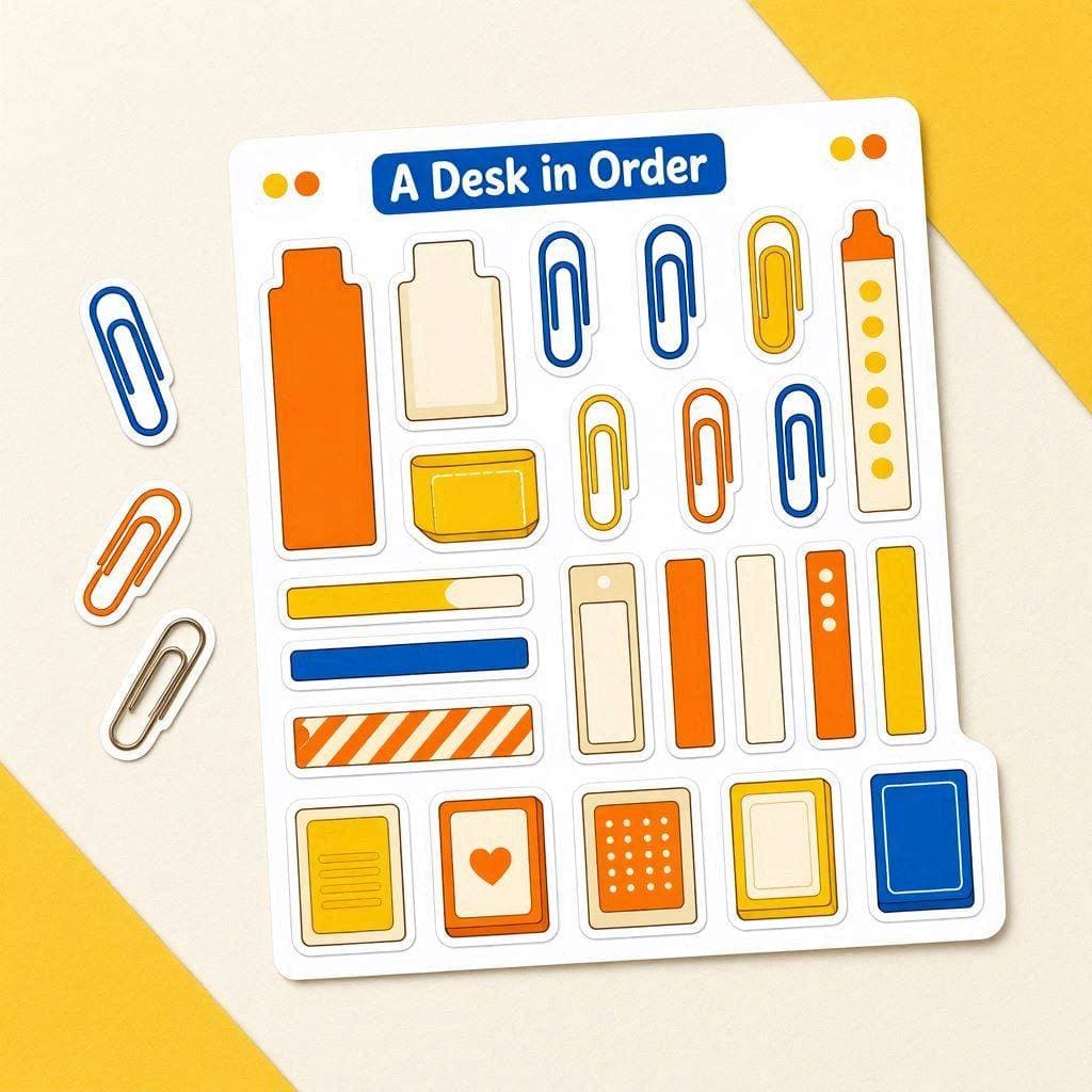 A Desk in Order sticker sheet by Theo Brandt