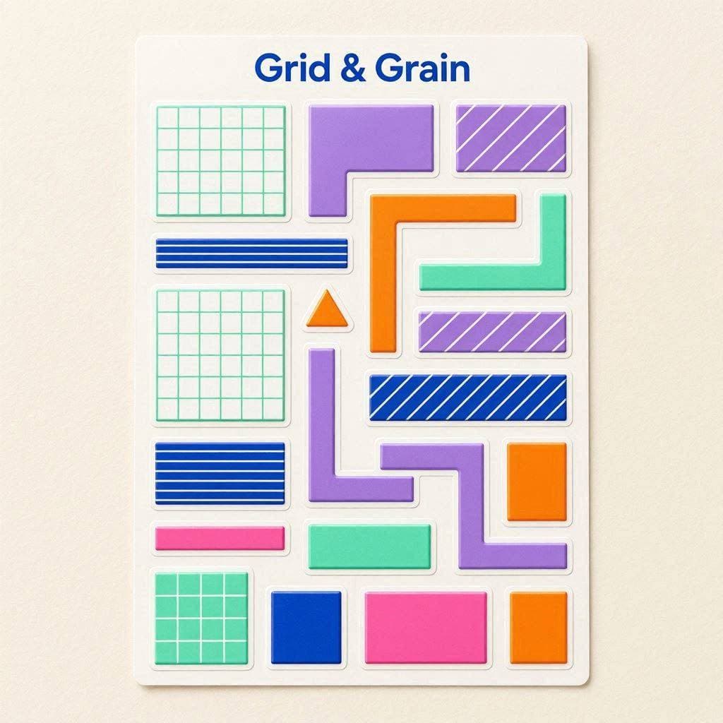 Grid & Grain sticker sheet by Noor Fasel